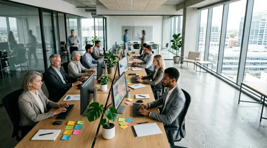 Modern workspace showcasing CMS agility tools in action for meeting tight deadlines