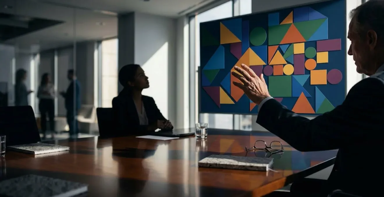 Senior leader presenting a junior professional's achievements in a boardroom