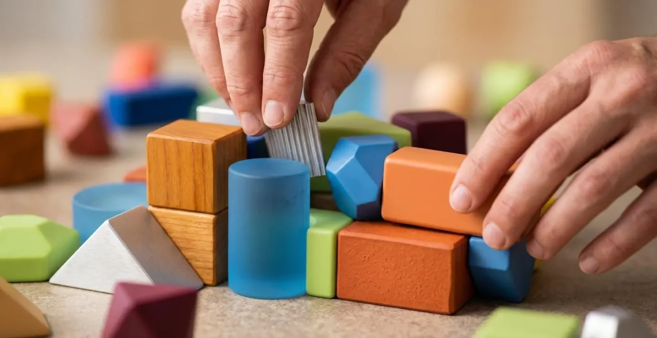 Visual metaphor of content atomization with modular building blocks