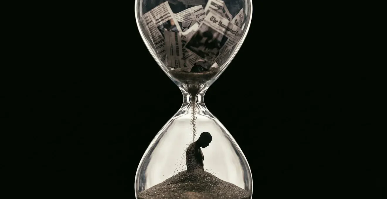 Visual representation of the hourglass narrative structure in journalism