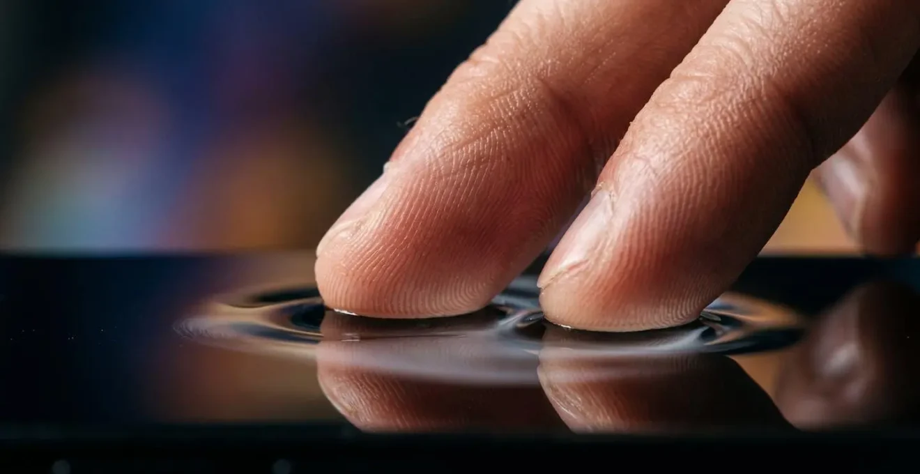 Extreme close-up showing the texture and detail of human-AI collaboration