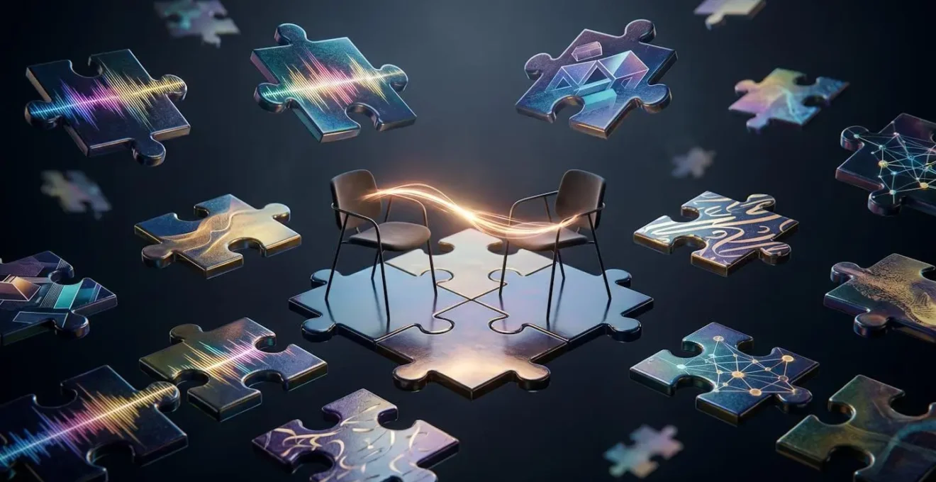 Professional interview setup with modular recording equipment for multi-platform content capture