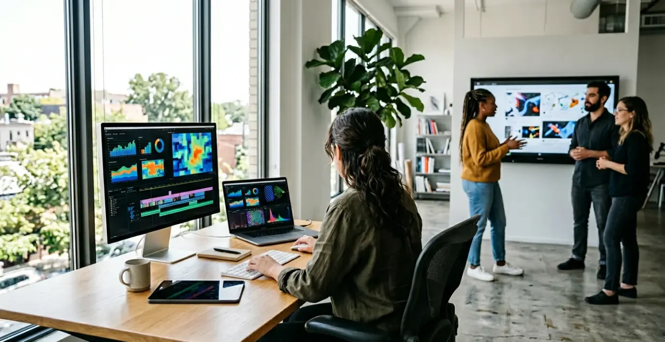 Editorial photograph showing a creative workspace with narrative elements