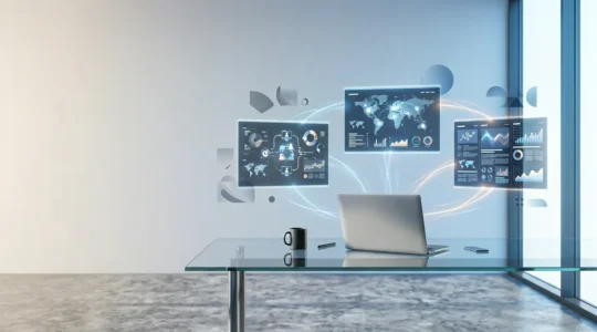 Digital newsroom collaboration environment showing distributed team connectivity