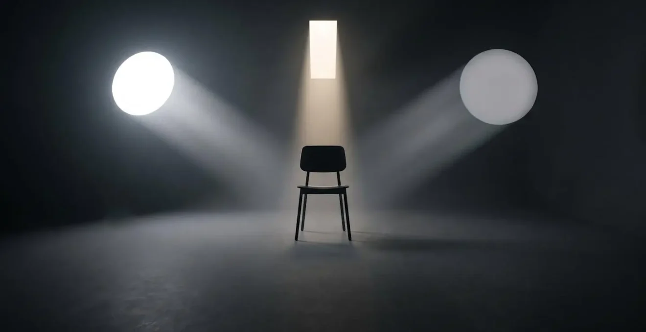 Three-point lighting arrangement showing key, fill, and backlight positions